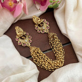 Peacock Jada Billai with Golden Pearl Maatil-Bun Billai-Red-G13078